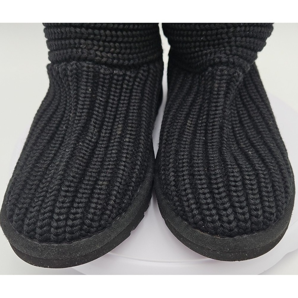 UGG Cardy #5819 Black Classic Tall Chunky Knit Sweater Slouchy Boots US/6 EU/37 - Picture 10 of 16
